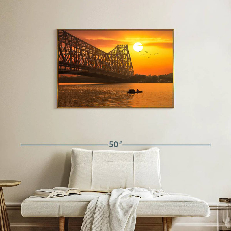 Pont Howrah, Cadre flottant doré, 37 po x 25 po