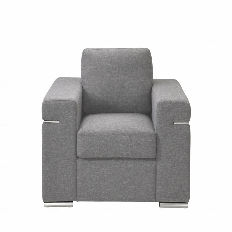 Fauteuil rembourré en tissu tissé gris clair