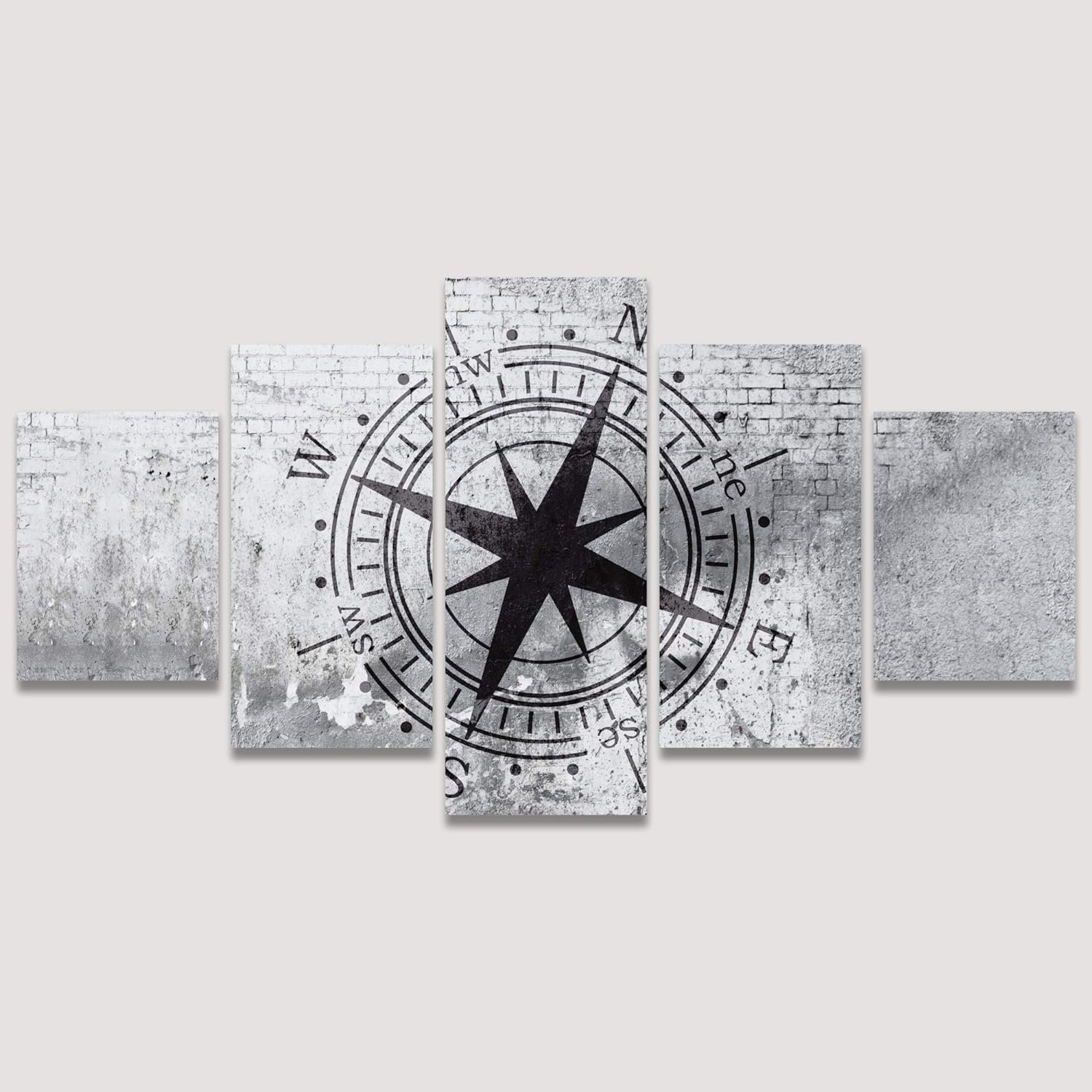 IDEA4WALL Pop Urban Street Compass on Shabby Wall Abstract Plants - 5 ...