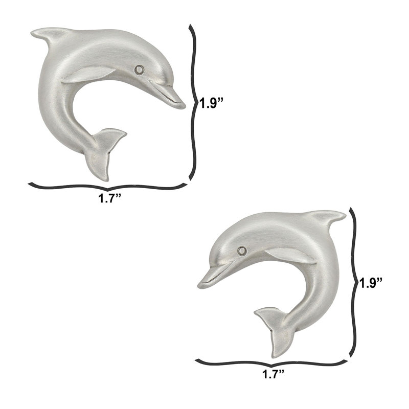 1.9" Dolphin Left Facing Small Knob, Brushed Nickel, 1.9" L x 1.7" W, 2