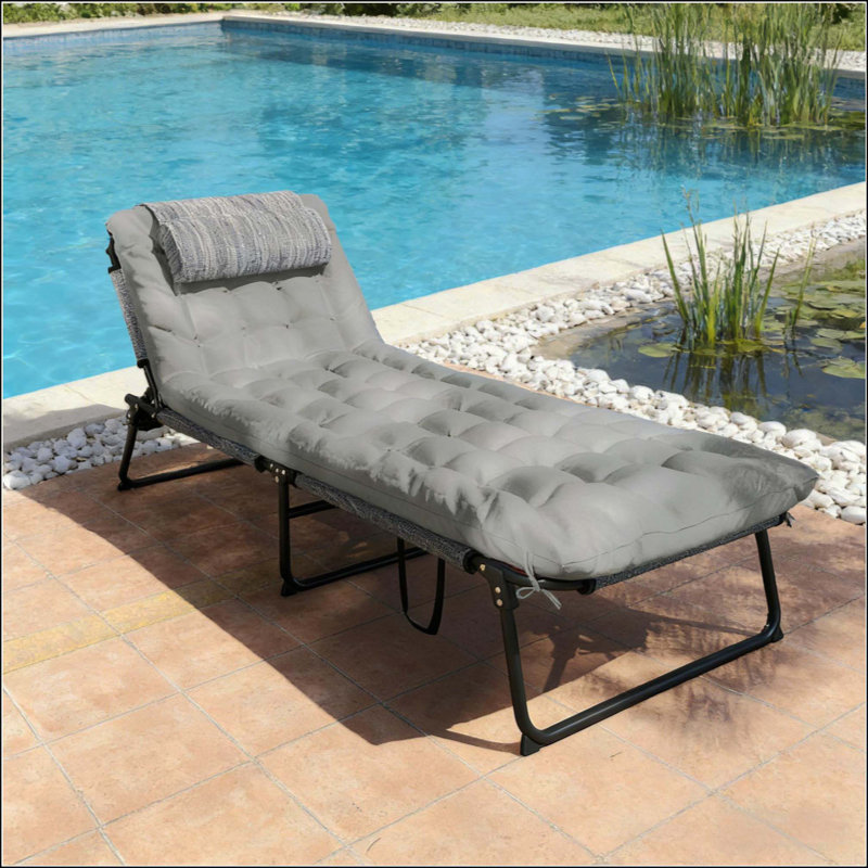 Outdoor Sun Lounger,Folding Chaise Lounge Chair, Gray