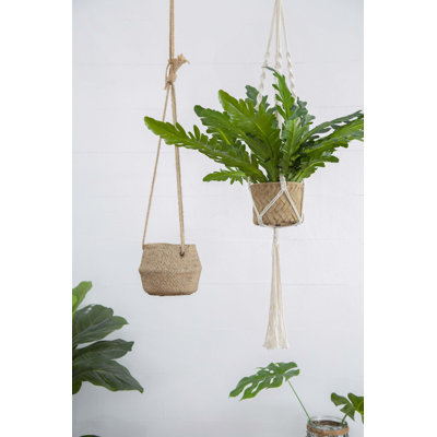 Jardinière avec support en coton - ensemble de 2 - 5 po x 5 po x 4,5 po - brun / crème