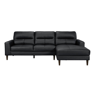 Nandor 96" Modern & Contemporary 2-Piece Sectional Sofa - - Premium Blended Leather Upholstery Sectional, Modern Right Chaise