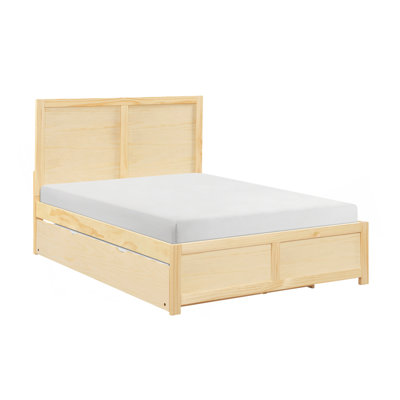 Lit plateforme contemporain avec lit gigogne en bois au fini pin naturel