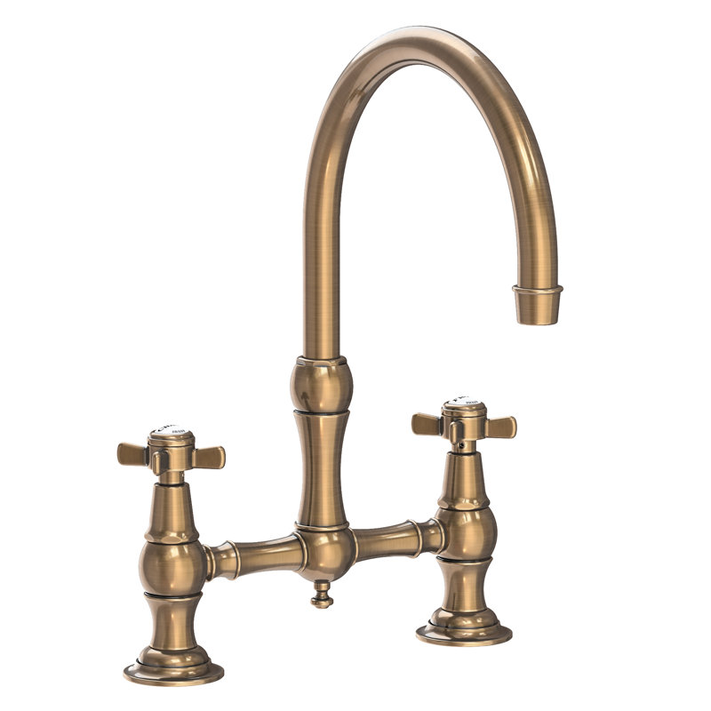 Fairfield Kitchen Bridge Faucet, Antique Brass