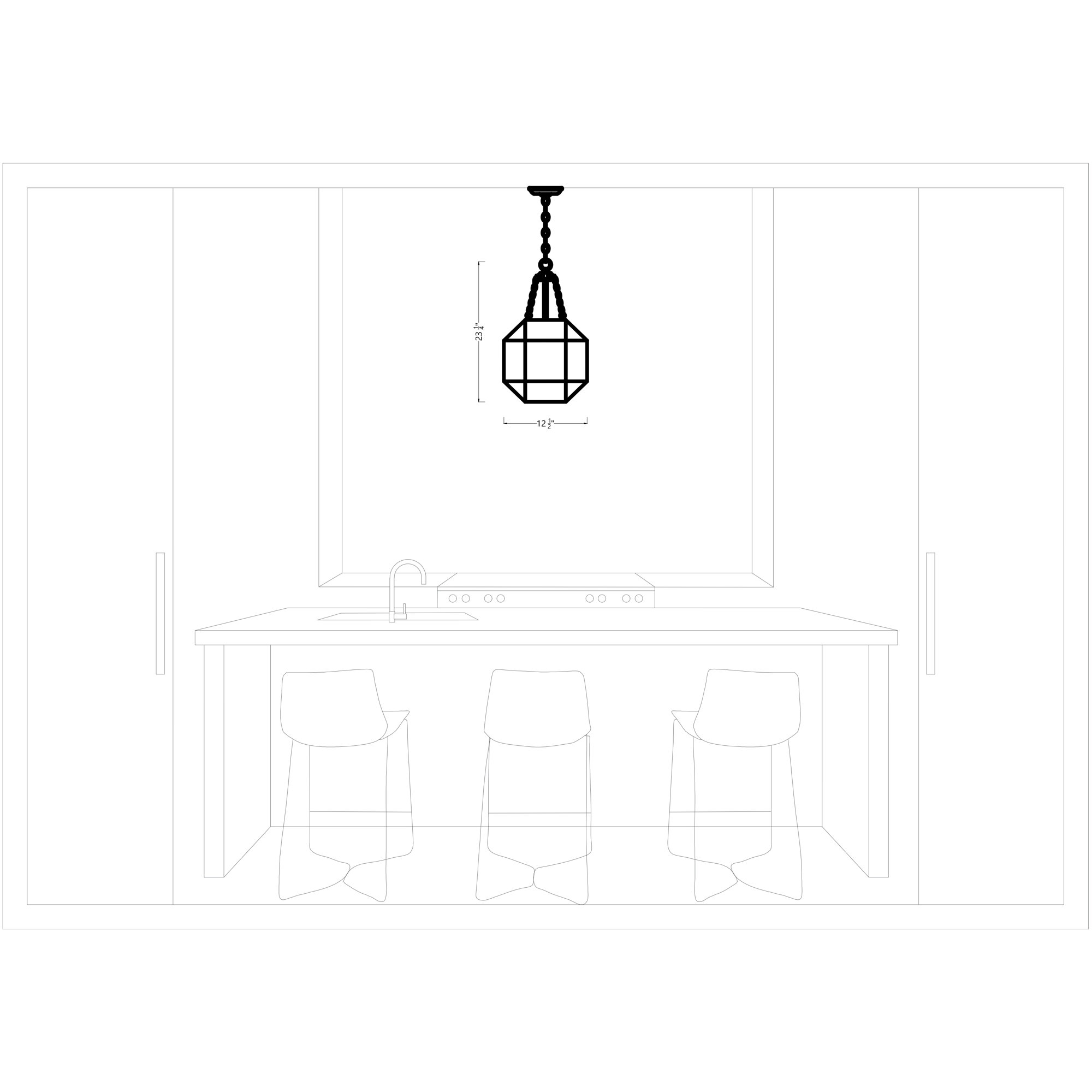 Reid 3 Light Glass Dimmable Pendant, White, 23.25" H x 13.5" W x 13.5" D, Brushed Nickel