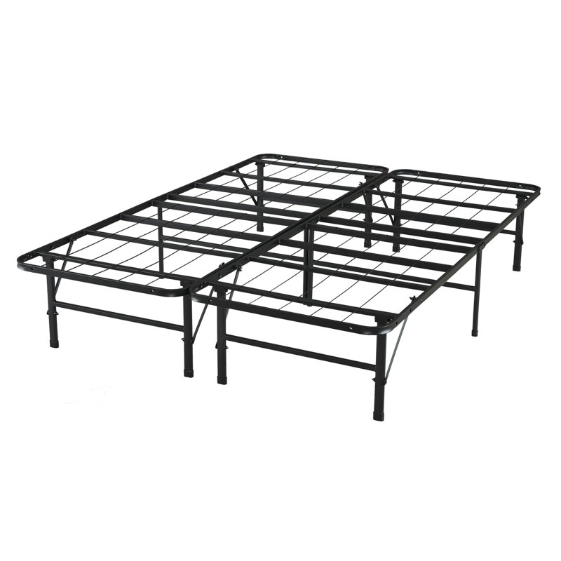 Muscoy 14" Foldable Steel Bed Frame, No Box Spring Needed, Underbed Storage , Easy Assembly, Full , Black
