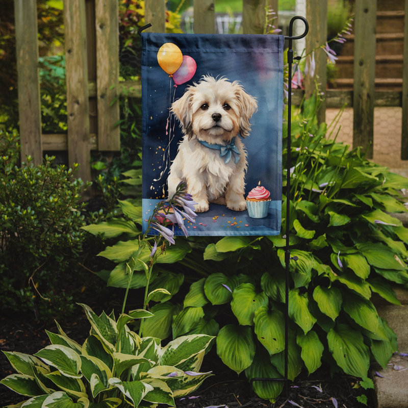 Drapeau de jardin «Happy Birthday», Coton de Tuléar