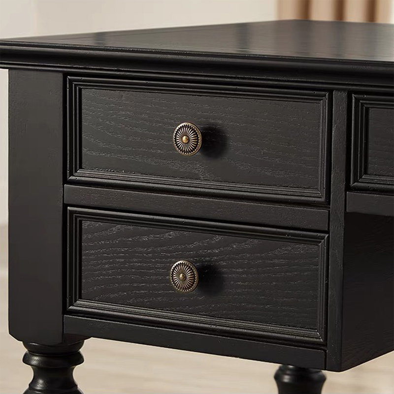 Bureau de direction rectangulaire en bois massif noir avec tiroirs, 30.71"H*70.87"W*29.92"D