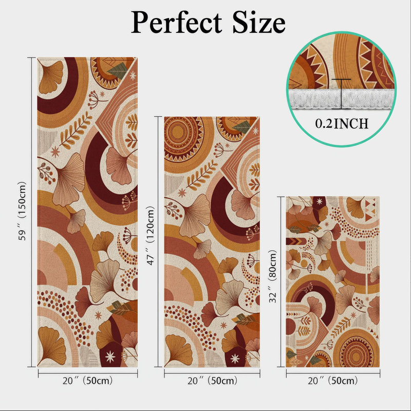 Geometric Earth Non-Slip Washable Kitchen Mats