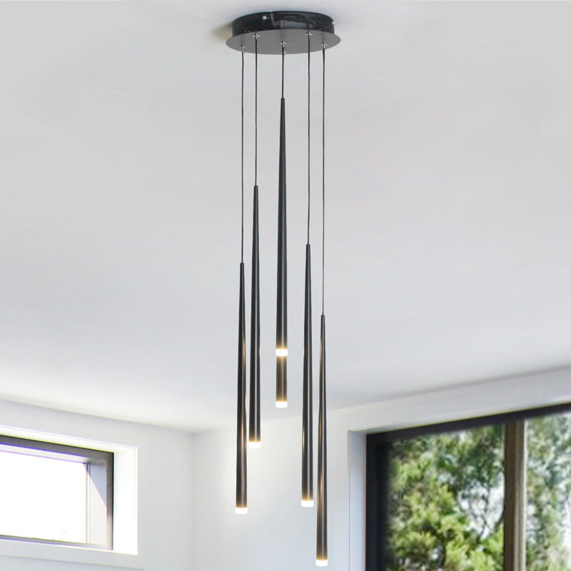 6 - Light Matte Black LED Pendant