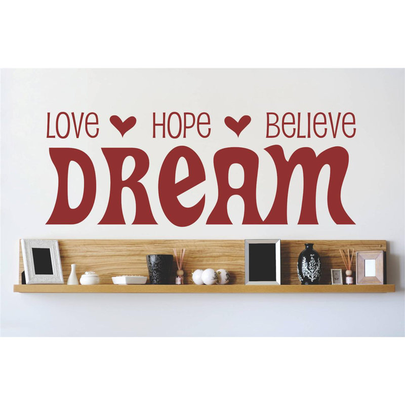 Décalcomanie murale love espère, H 8 po x l 30 po x P 0,16 po, Brun