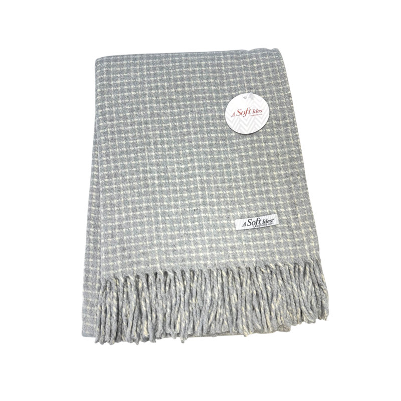 Jeté à petits carreaux, L 67 po x l 50 po, Grey/Cream Small Check Pattern