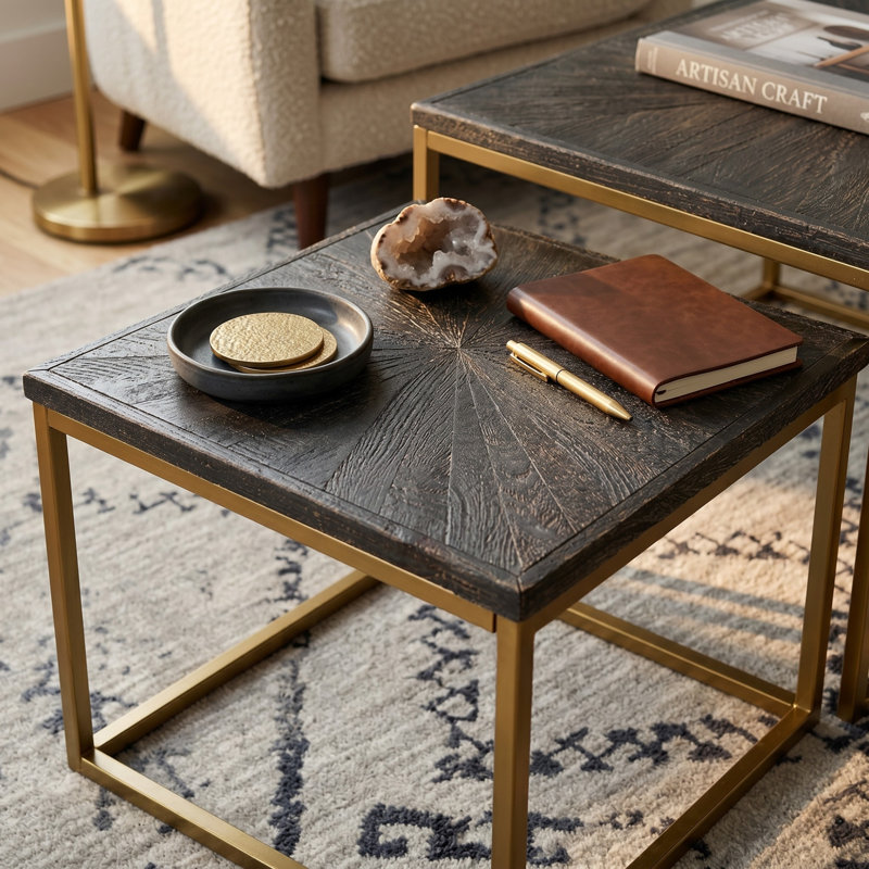 Buterbaugh Nesting Coffee Table, Black/Gold