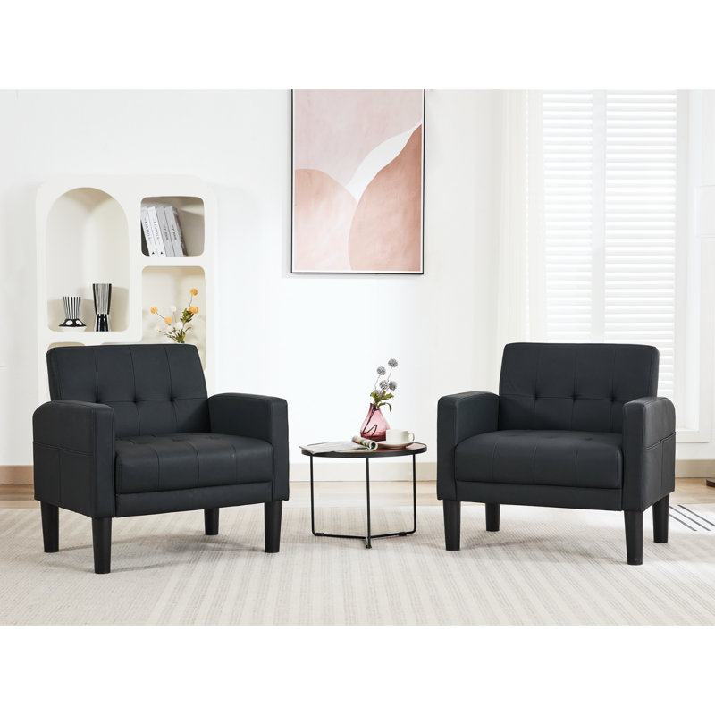 Fauteuil d'appoint capitonné en similicuir de 30,9 po de largeur (ensemble de 2)