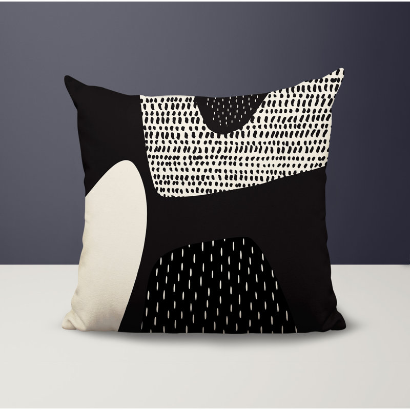 Coussin carré intérieur / extérieur pia, H 15 po x l 15 po, Black/Off-White