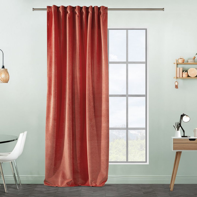 Extra Long & Extra Wide Matte Velvet Curtain Panel, 140cm Width x 265cm Drop, 55 SALMON