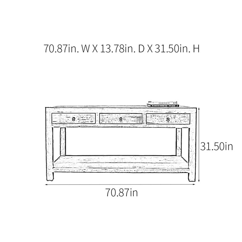 Rural Retro Multifunctional Console Table, 31.5" H x 70.87" W x 13.78" D