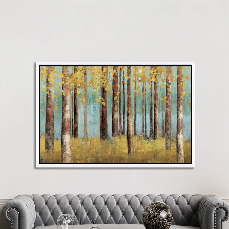 Teal Birch by Allison Pearce - Painting on Canvas, White Framed Canvas, 152.5 cm H x 101.5 cm W