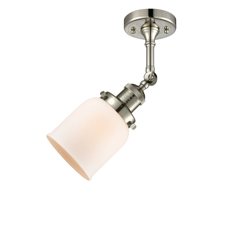 Applique murale 1 lumière 8 po Bell, Boîtier blanc mat, Ampoule à DEL rétro de 6 watts, Nickel poli