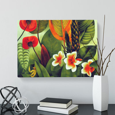 XXX-H1022-WF-883X Artsy Tropical Flowers - Wrapped Canvas Print