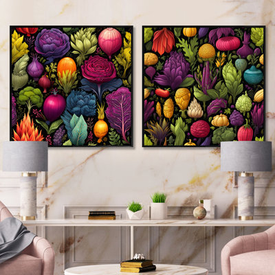 Lonnie - Fruits & Vegetables Square Collage Set Of 2
