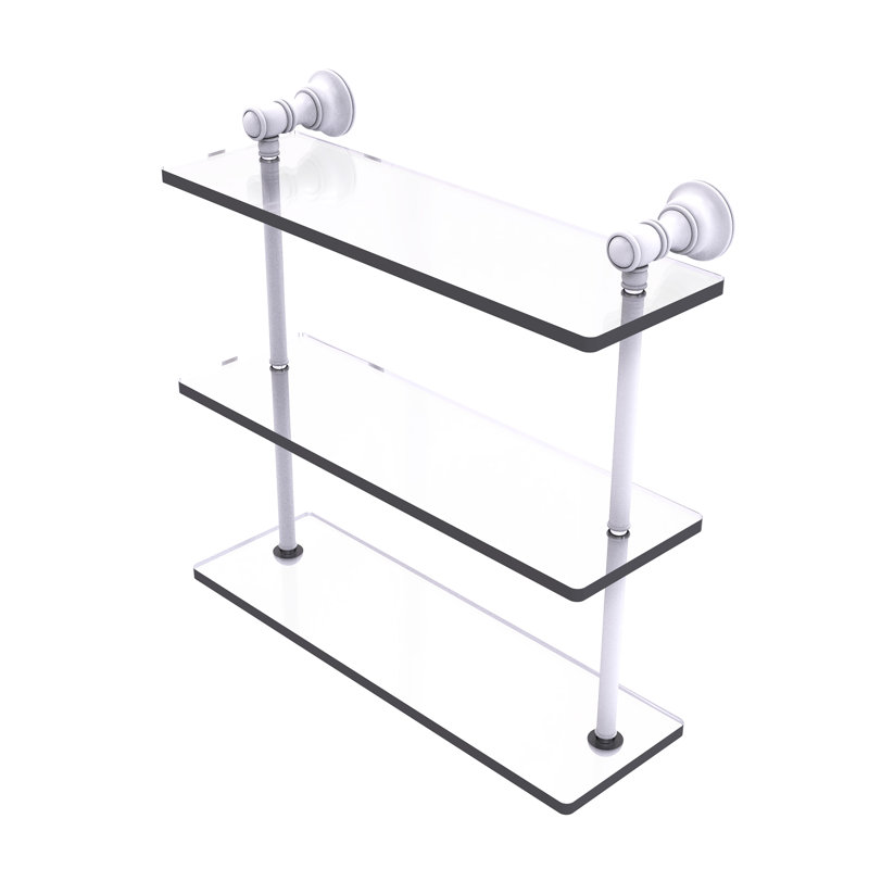 Freyja 3 Piece Glass with Towel Bar, 16" H x 16" W x 5.54" D, Matte White