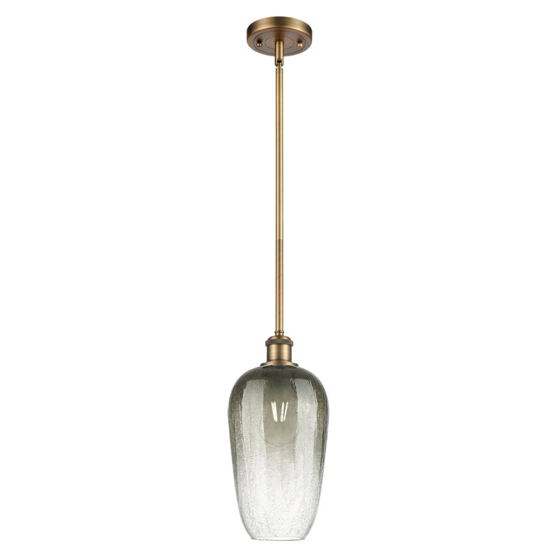 Mini-luminaire suspendu à tige 1 lumière 7 "Ballston - Caroline, Laiton brossé, Ardoise