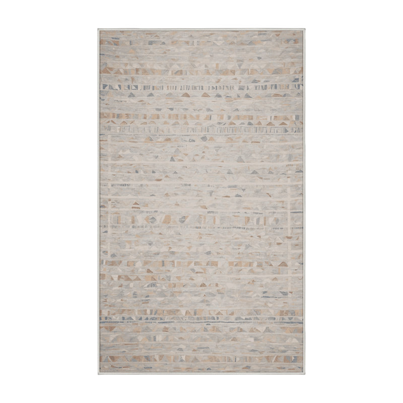 Tapis beige lavable à la machine, Rectangle 8 pi x 10 pi