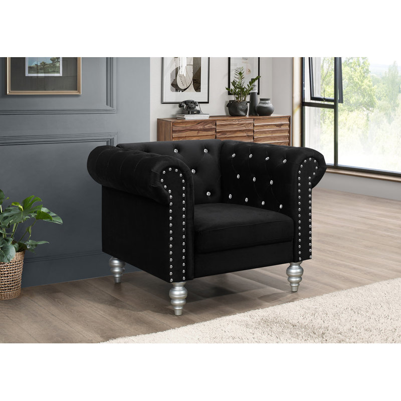 Jacameron Upholstered Club Chair, Black Velvet