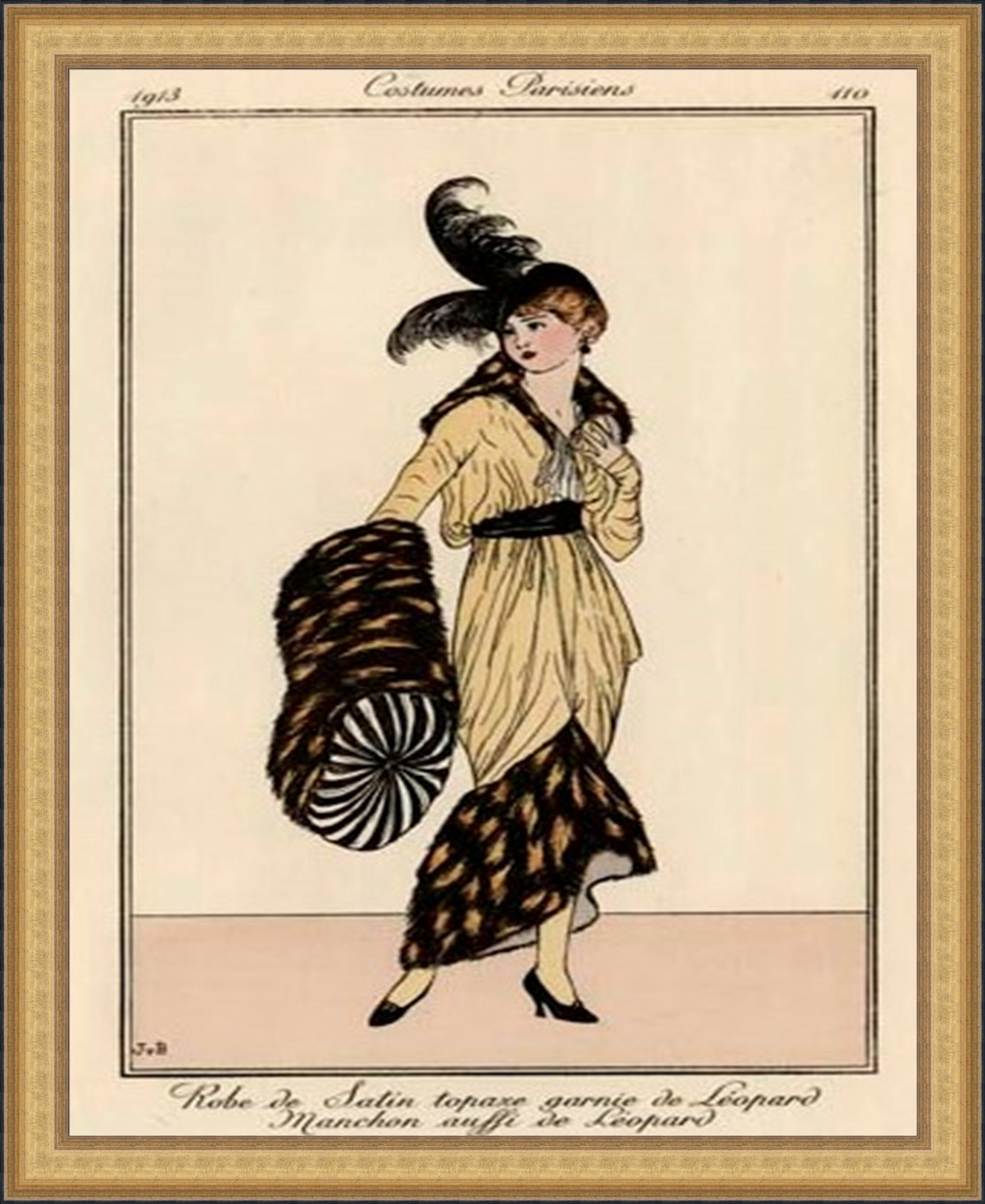 PAIR-Matted French Mid-Century Fashion Design Prints