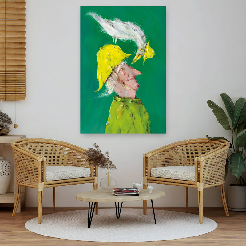 Art mural fantaisiste avec oiseau, 60" H x 40" W