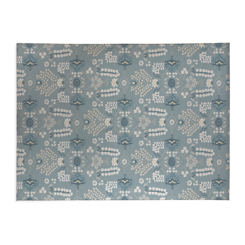 Tapis de cuisine à profil bas Zoey, Bleu, Rectangle 5 pi x 7 pi