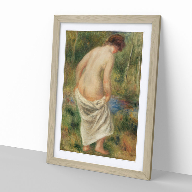 After the Bath by Pierre-Auguste Renoir - Picture Frame Painting, 90cm H x 65cm W x 2cm D, Oak