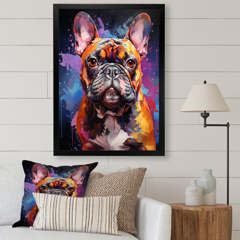 Bulldog Boldness V - reproduction sur toile, Cadre simple noir, H 44 po x l 34 po x P 1,5 po