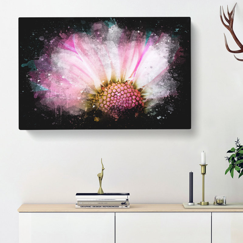 Pink Daisy Flower - Wrapped Canvas, 60cm H x 91cm W x 3cm D