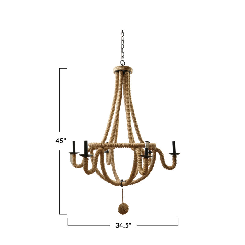 Lustre en jute avec 6 lumières