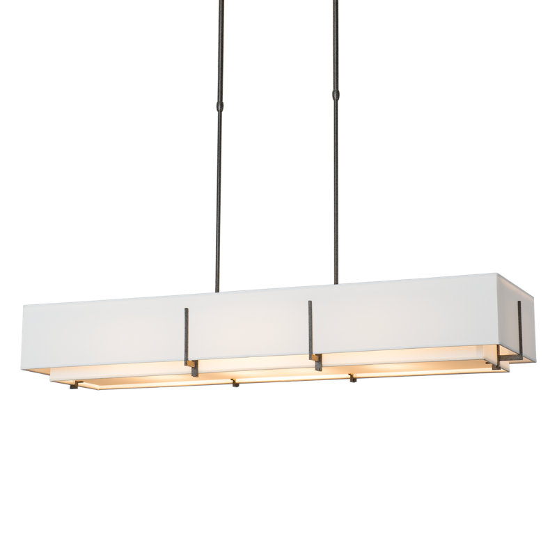 Exos 4 - Light Unique/Statement Linear Pendant, Natural Iron, Natural Anna Shade