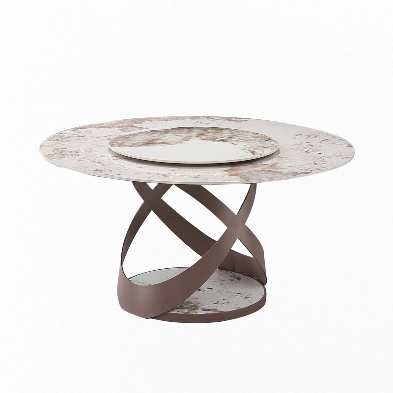 Table de salle à manger en pierre frittée 59,05 po avec table ronde ronde de 31,5 po (table unique)