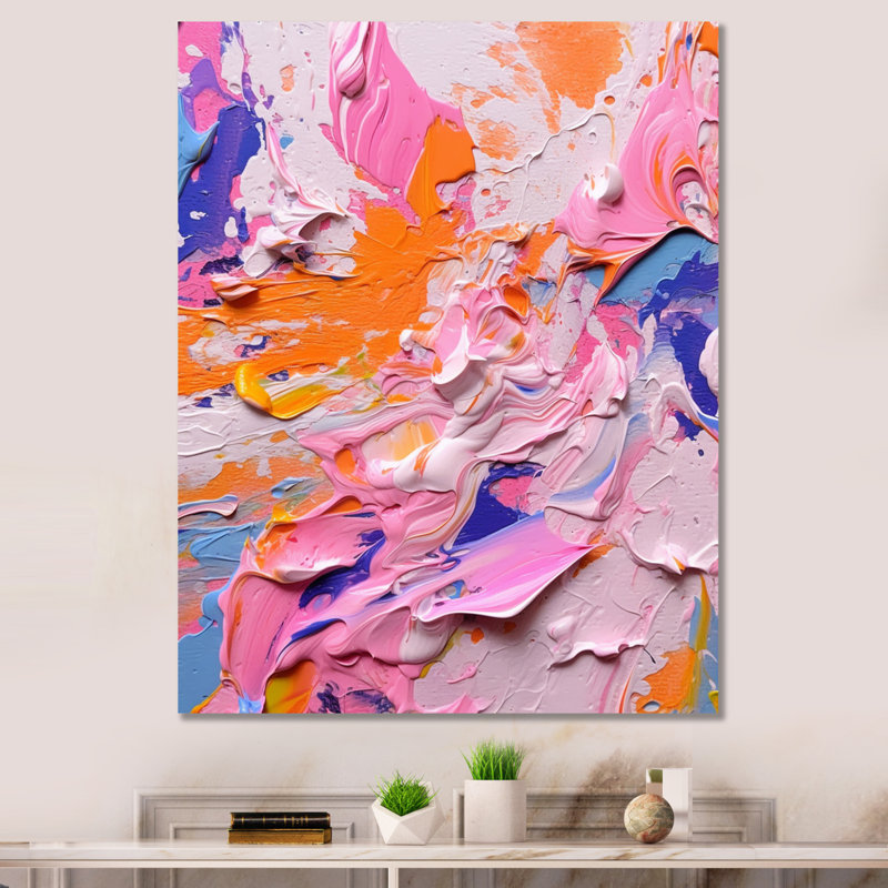 «Rose and Orange Explosions of Color III», reproduction d'art sur toile, Toile tendue, H 40 po x l 30 po x P 1,5 po
