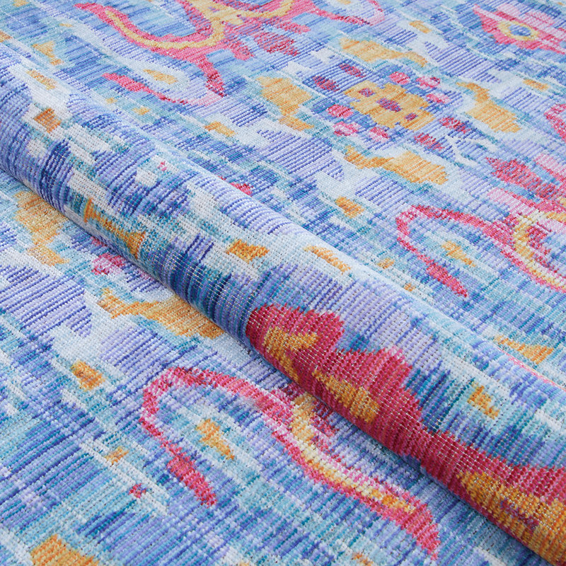 Tapis intérieur / extérieur bleu / rose Mansel, Rectangle 5 pi 3 po x 7 pi 2 po