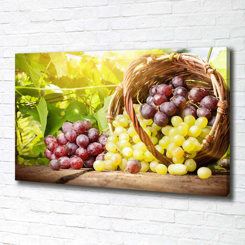 Grapes In The Basket - Wrapped Canvas Print