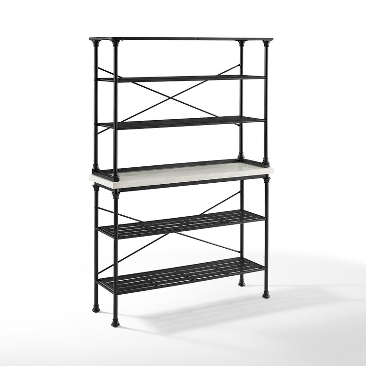 French Kitchen White Marable Bakers Rack + Reviews