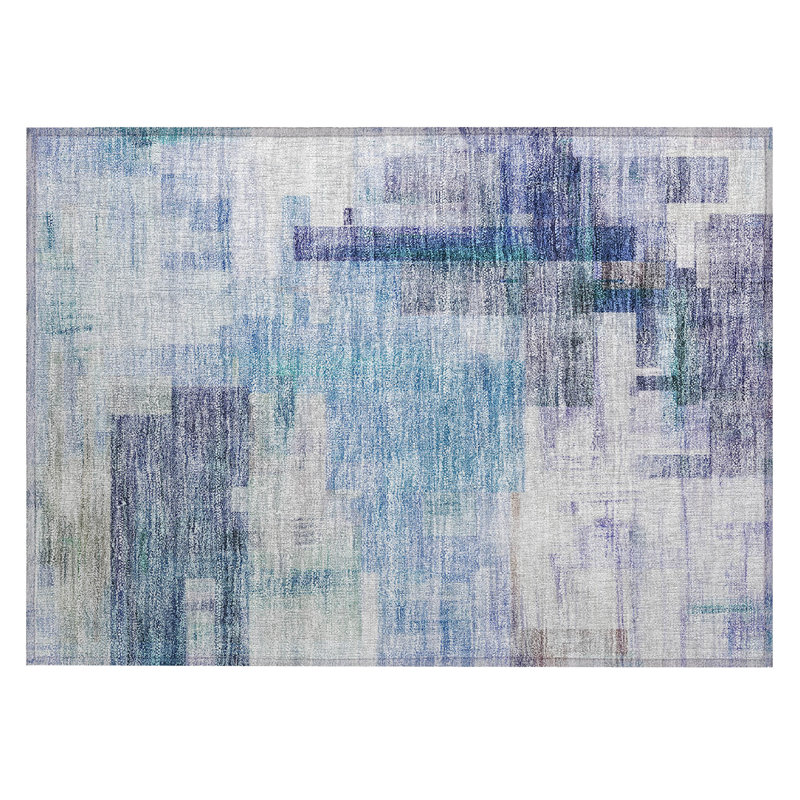 Machine Washable Indoor/Outdoor Chayden ACN1067 Blue Rug, Rectangle 1'8" x 2'6"