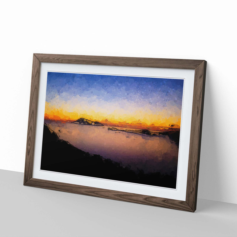 Sunset in Kythnos Greece in Abstract - Picture Frame Graphic Art Print, Walnut Framed, 27cm H x 36cm W x 2cm D
