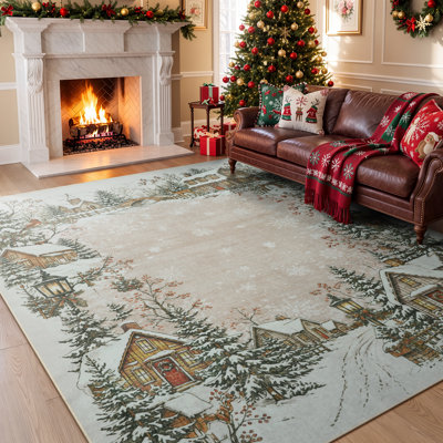 Tapis antidérapant de Noël Snowy Village