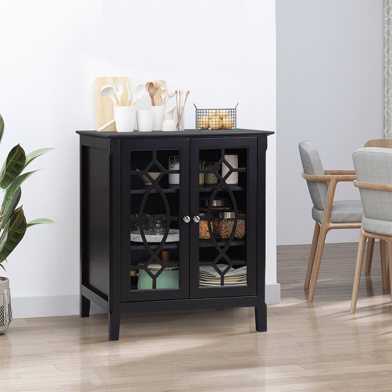 Buffet polyvalent à double porte en verre pour une organisation élégante, Espresso