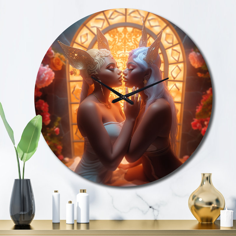Horloge murale Divine Kissing Goddess Love, Grand