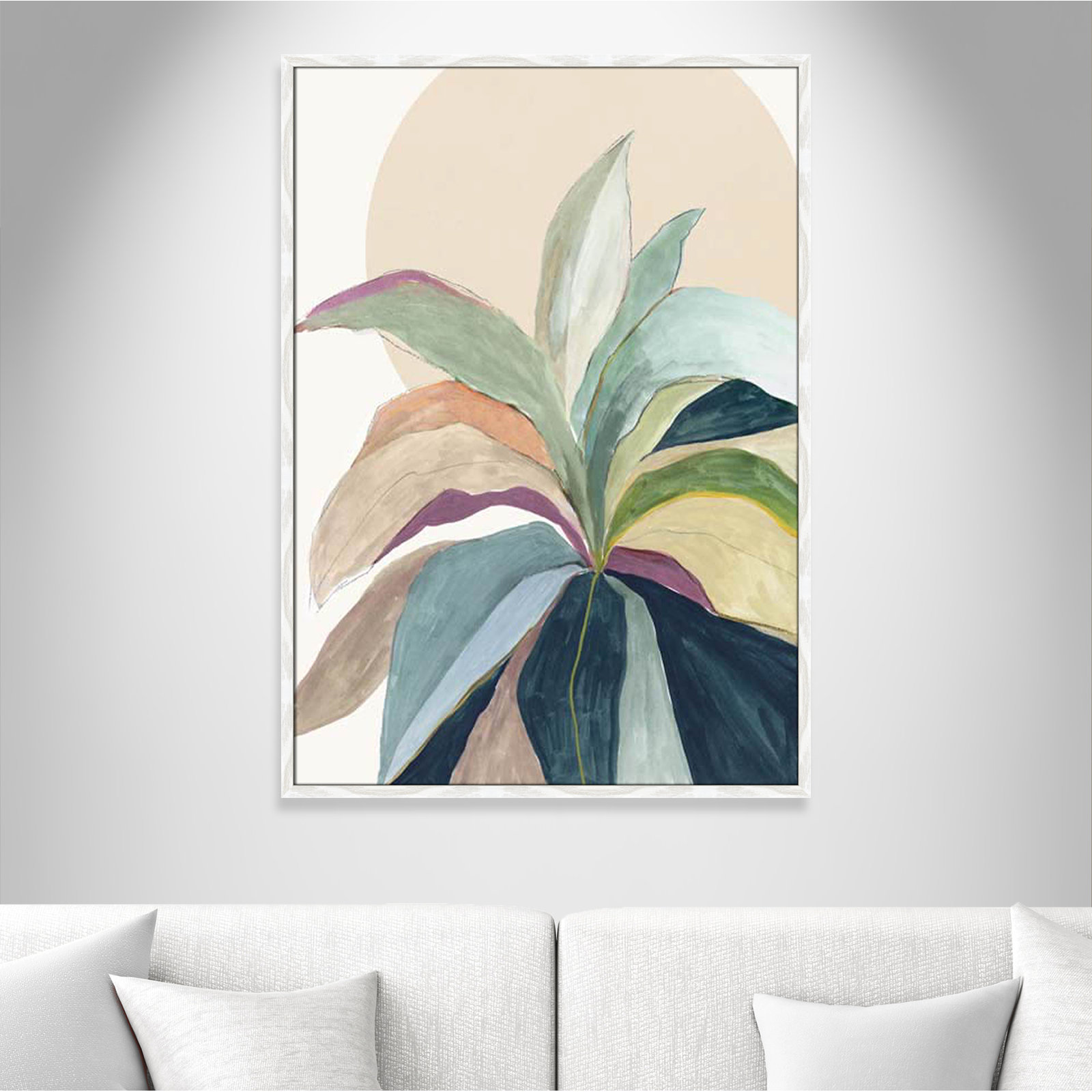 Sunny Bright Leaves II by Asia Jensen, White Slim Unmatted Picture Framed, 41.5" H x 29.5" W x 0.75" D
