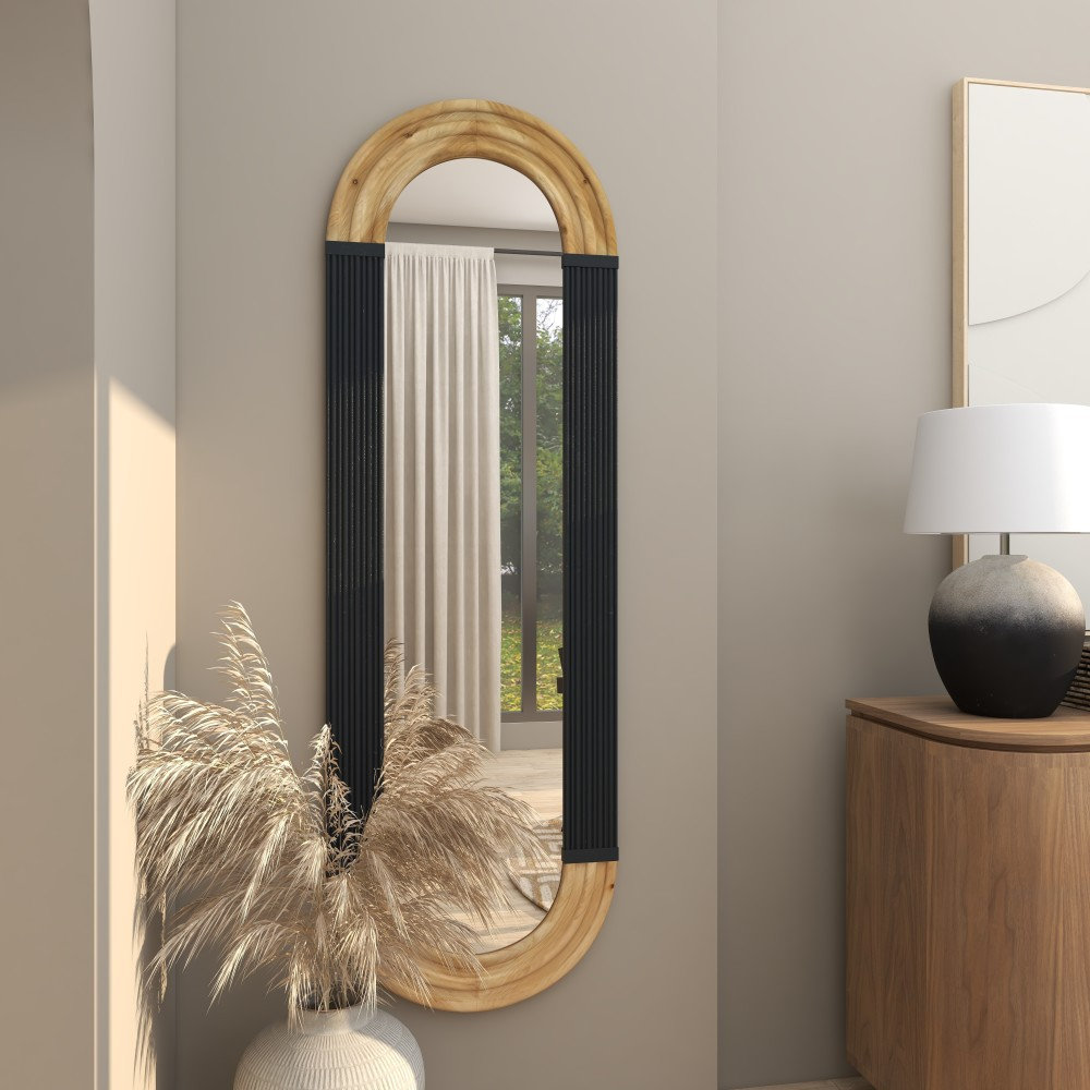Adalaide 22" Oval Accent Mirror, Black/Brown